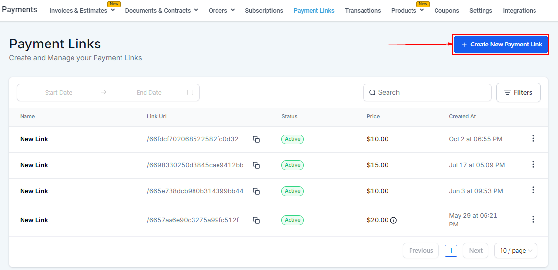 Payment Links Overview – figure 2