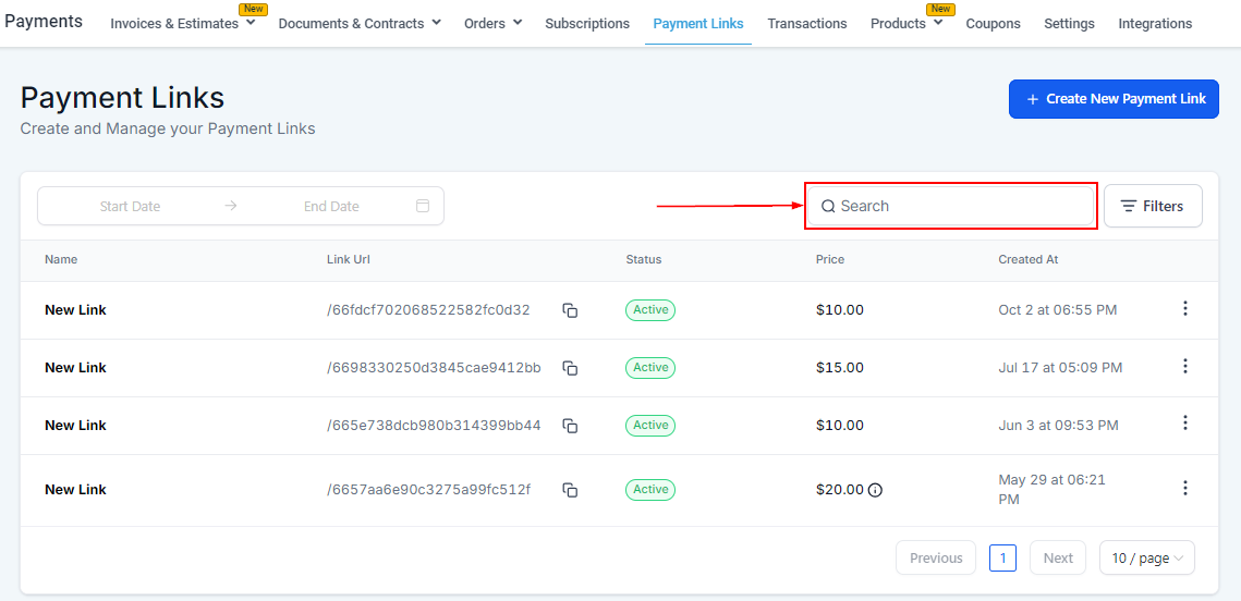 Payment Links Overview – figure 4