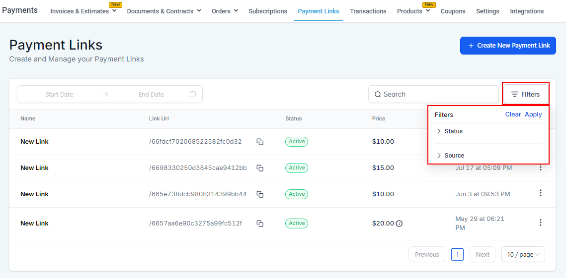 Payment Links Overview – figure 5