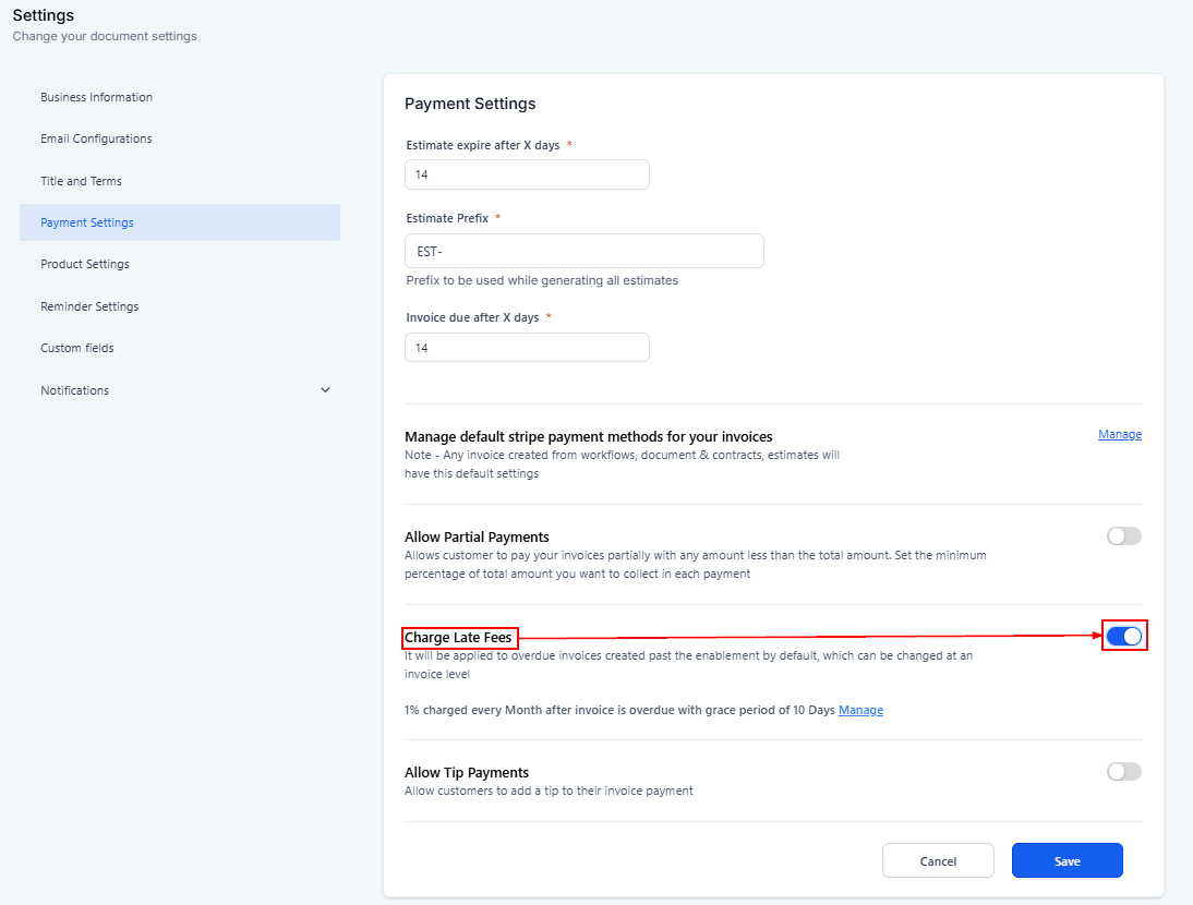 Payment Settings for Invoices & Estimates – figure 11