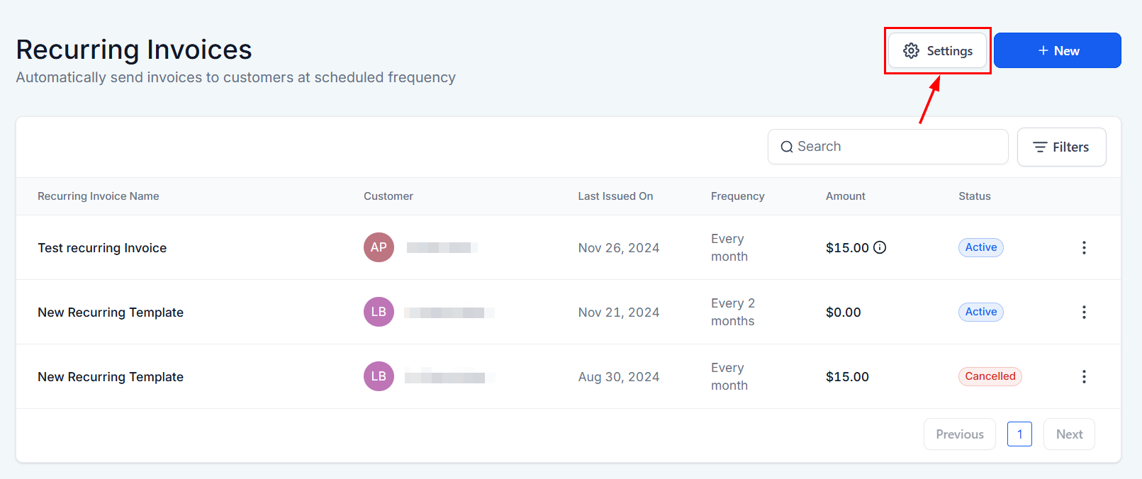 Recurring Invoices – figure 2