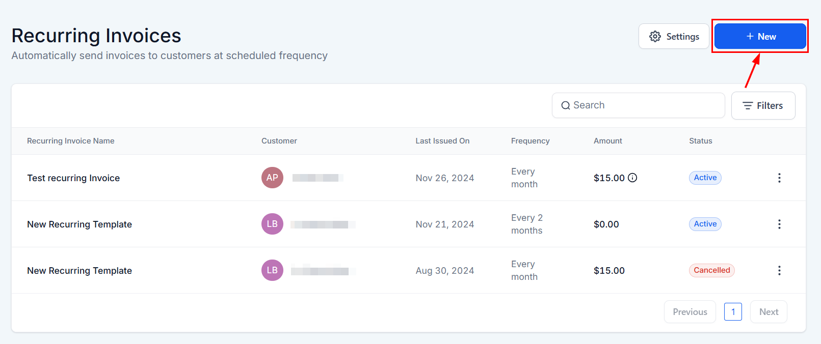 Recurring Invoices – figure 3