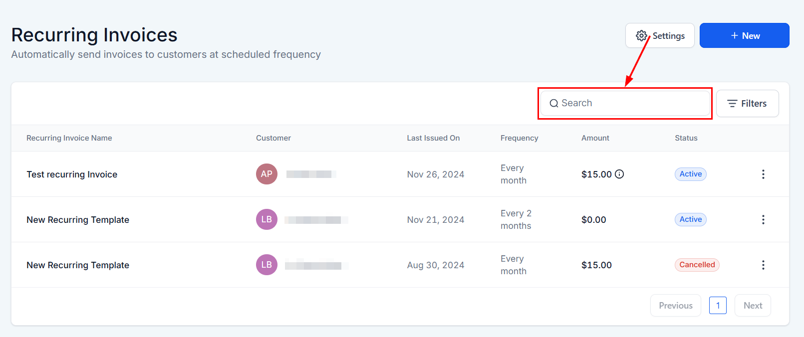 Recurring Invoices – figure 4