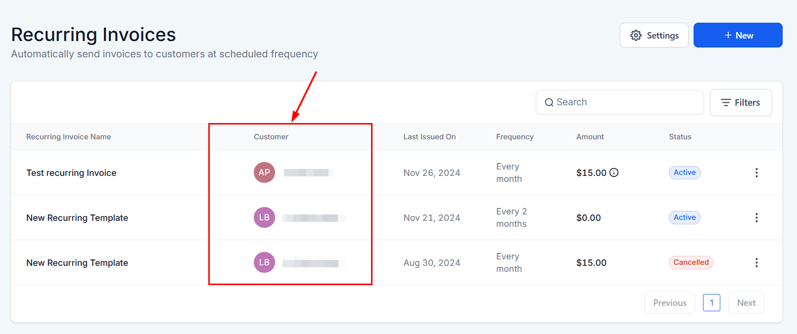 Recurring Invoices – figure 6