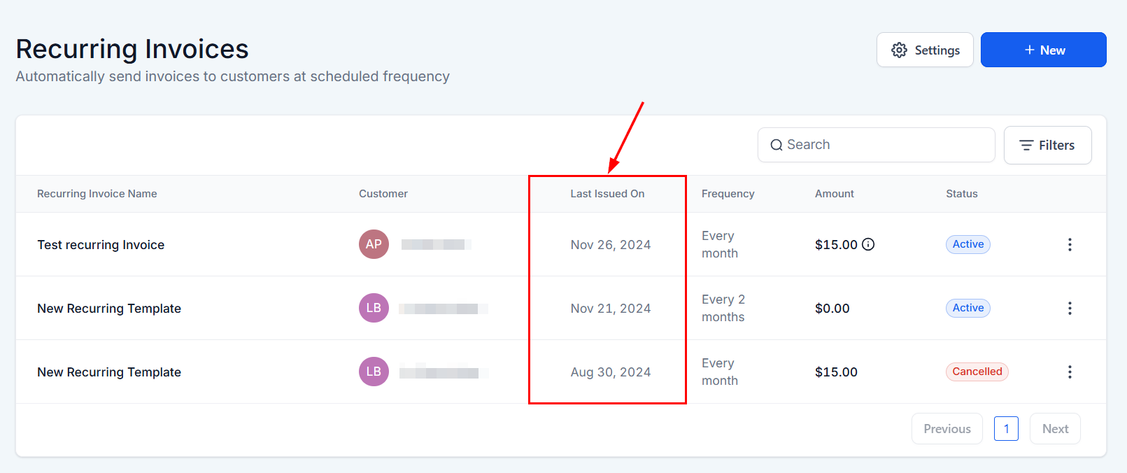 Recurring Invoices – figure 7