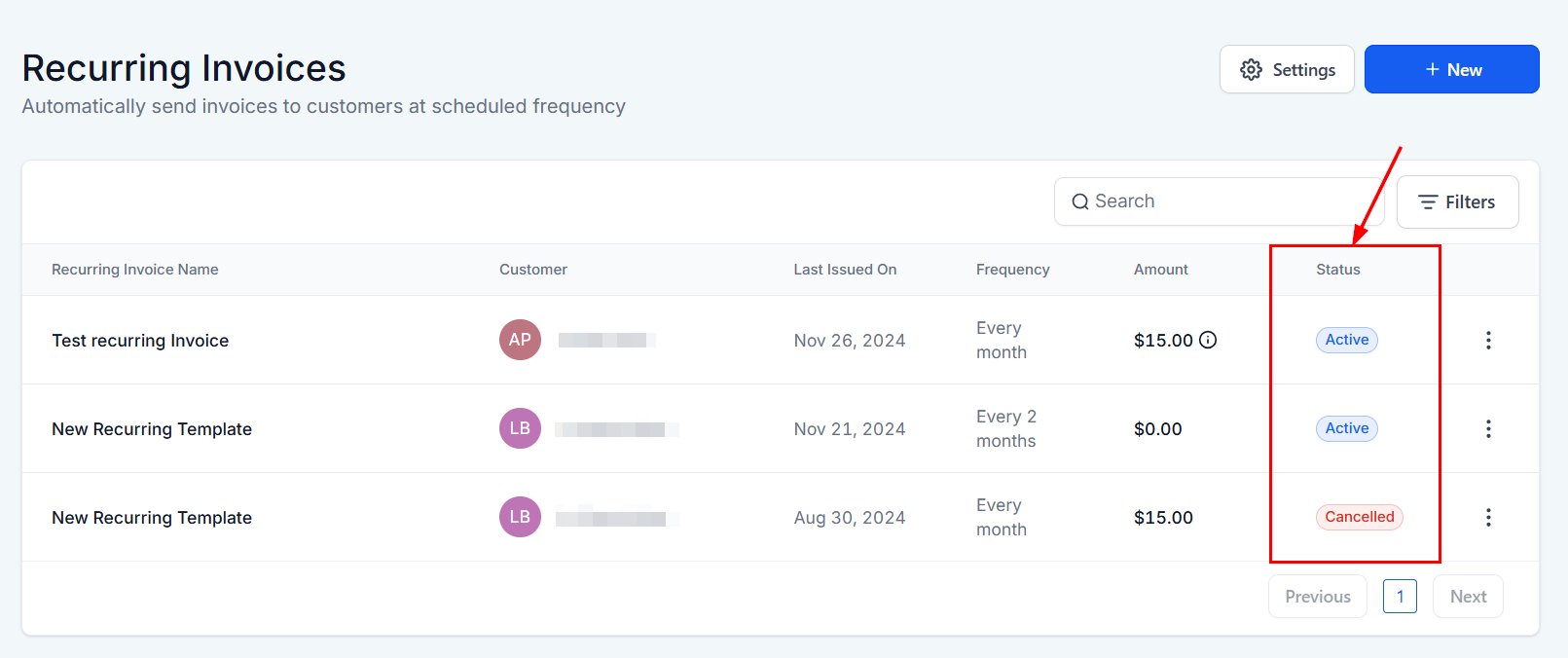 Recurring Invoices – figure 10
