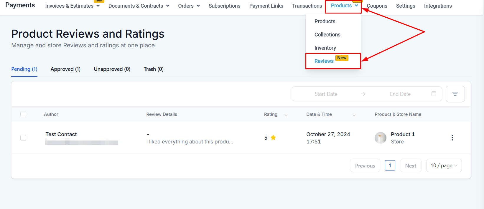 Reviews in Products Overview – figure 1