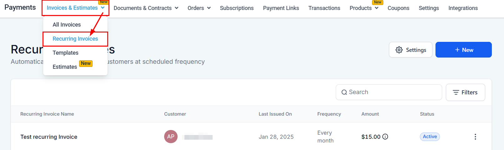 Set Up Fees in Recurring Invoices – figure 4