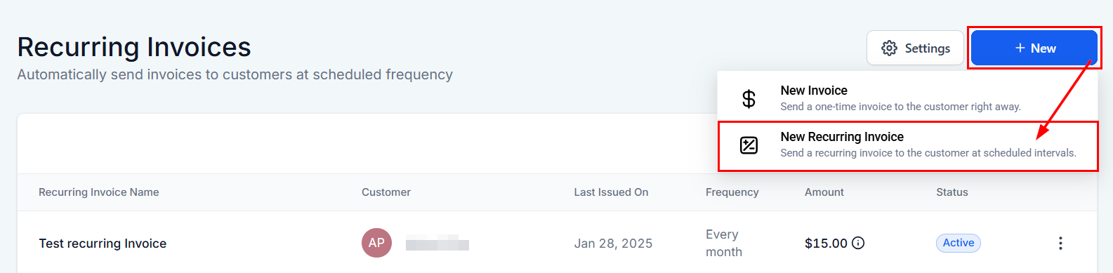 Set Up Fees in Recurring Invoices – figure 5