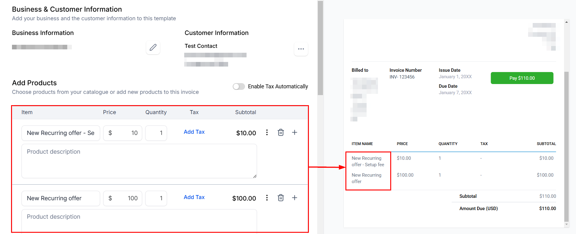 Set Up Fees in Recurring Invoices – figure 7