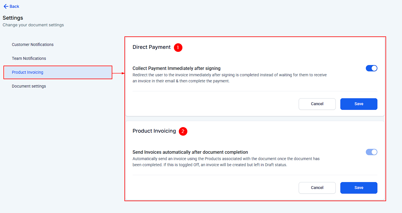 Settings in Documents & Contracts – figure 5