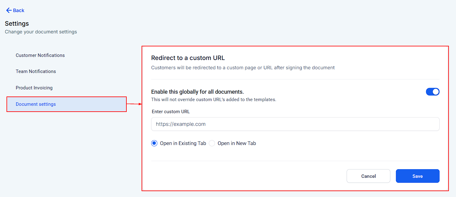 Settings in Documents & Contracts – figure 6