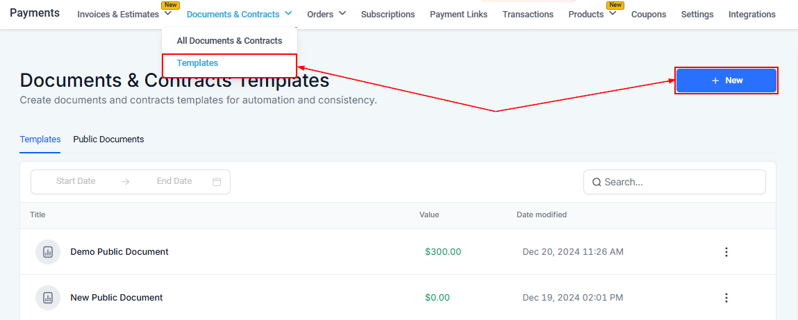 Settings in Documents & Contracts – figure 7