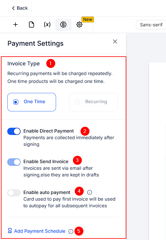 Settings in Documents & Contracts – figure 10