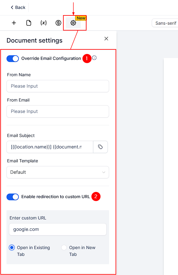 Settings in Documents & Contracts – figure 11