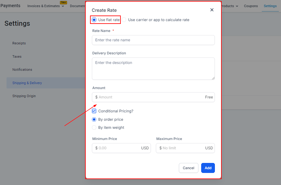 Shipping & Delivery Settings – figure 5