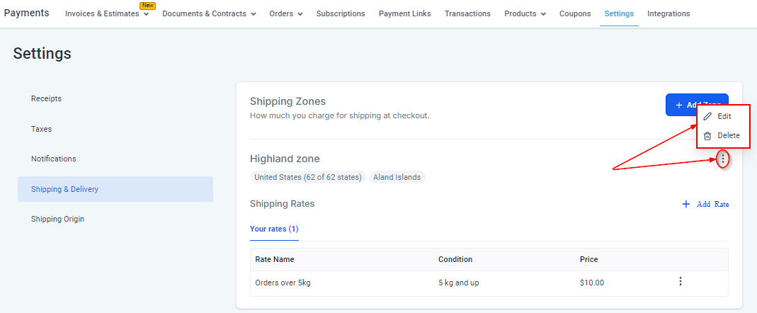 Shipping & Delivery Settings – figure 8