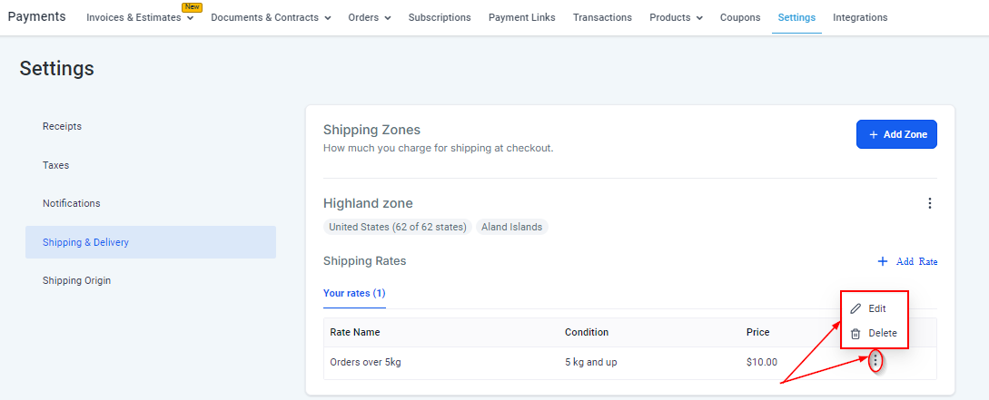 Shipping & Delivery Settings – figure 9