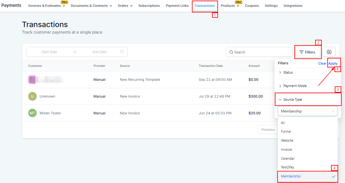 Track Membership Transactions Within Payments – figure 1