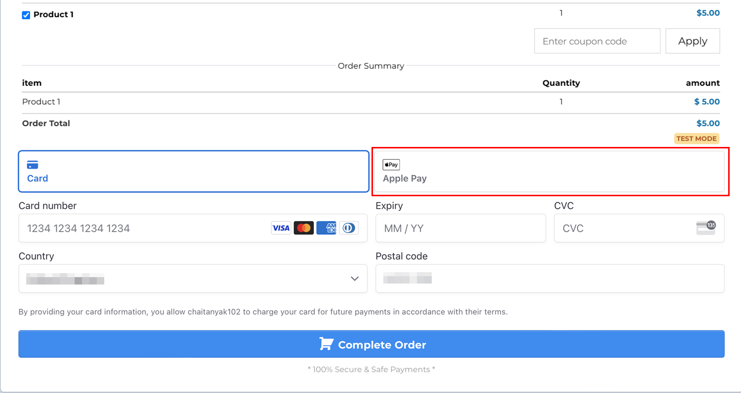 Using Apple Pay and Google Pay in Order Forms – figure 8