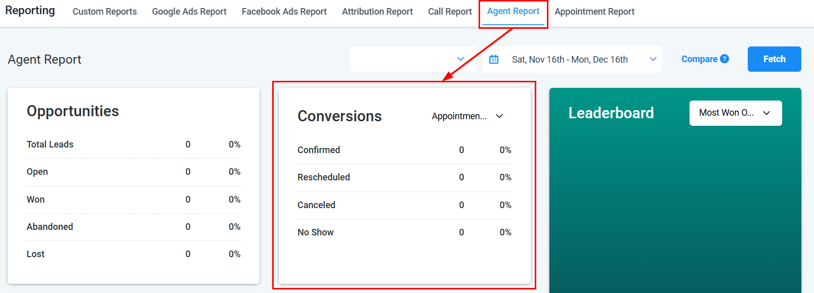 Agent Conversions Reporting – figure 1