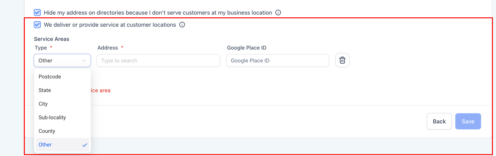 How to Add Service Areas & Hide Address in Listings – figure 3