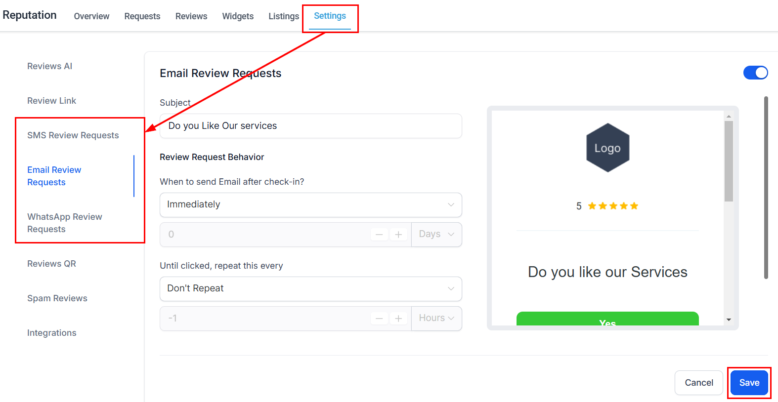 How To Send A Review Request – figure 1