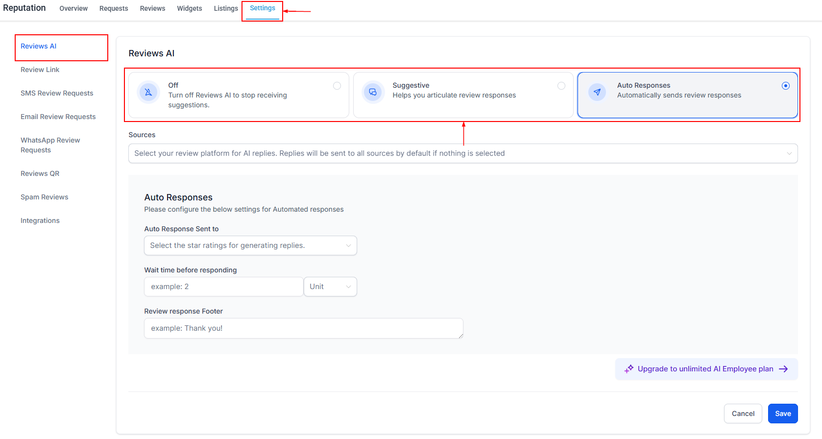 Reputation Settings – figure 1