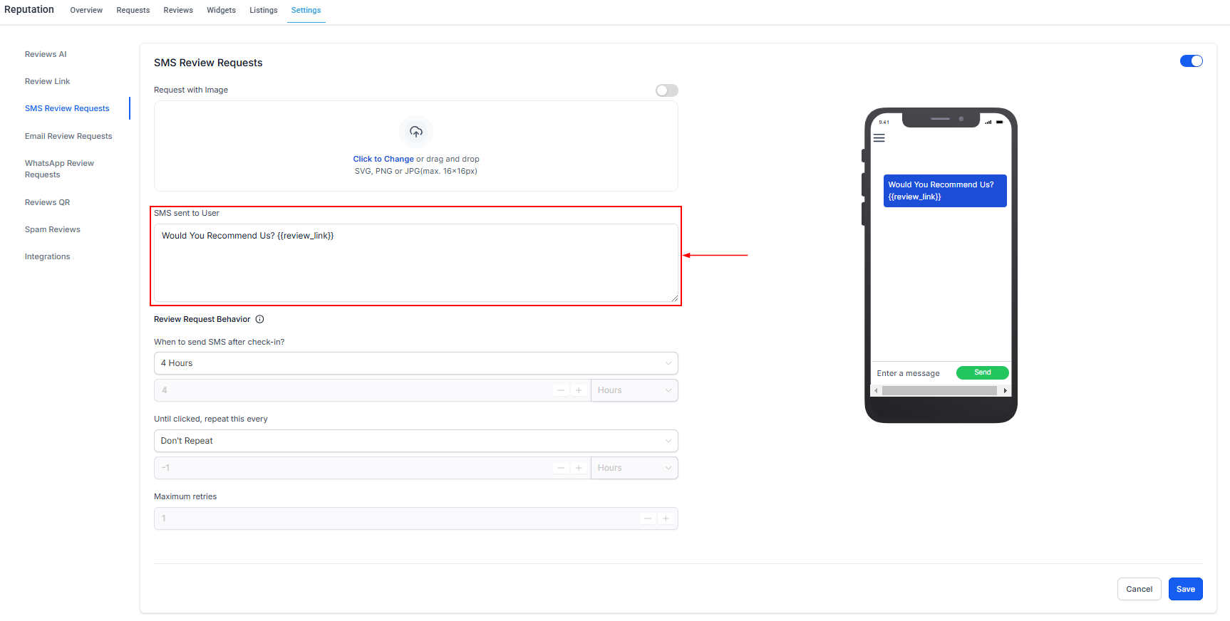 Reputation Settings – figure 9