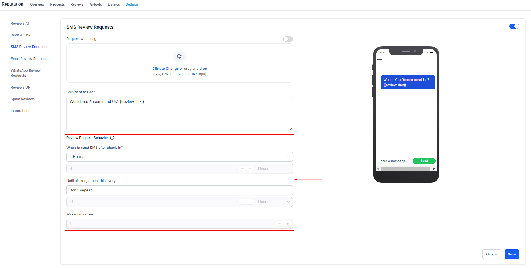 Reputation Settings – figure 10