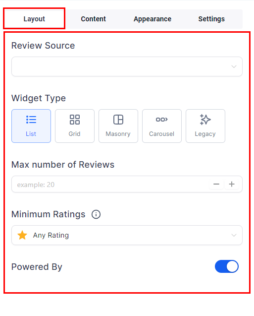 Review Widget Customization – figure 2