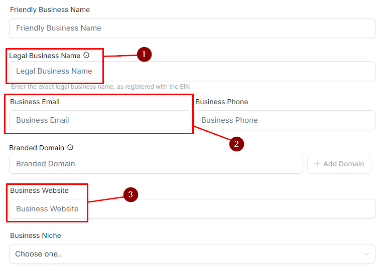A2P - Completing the Business Profile – figure 1