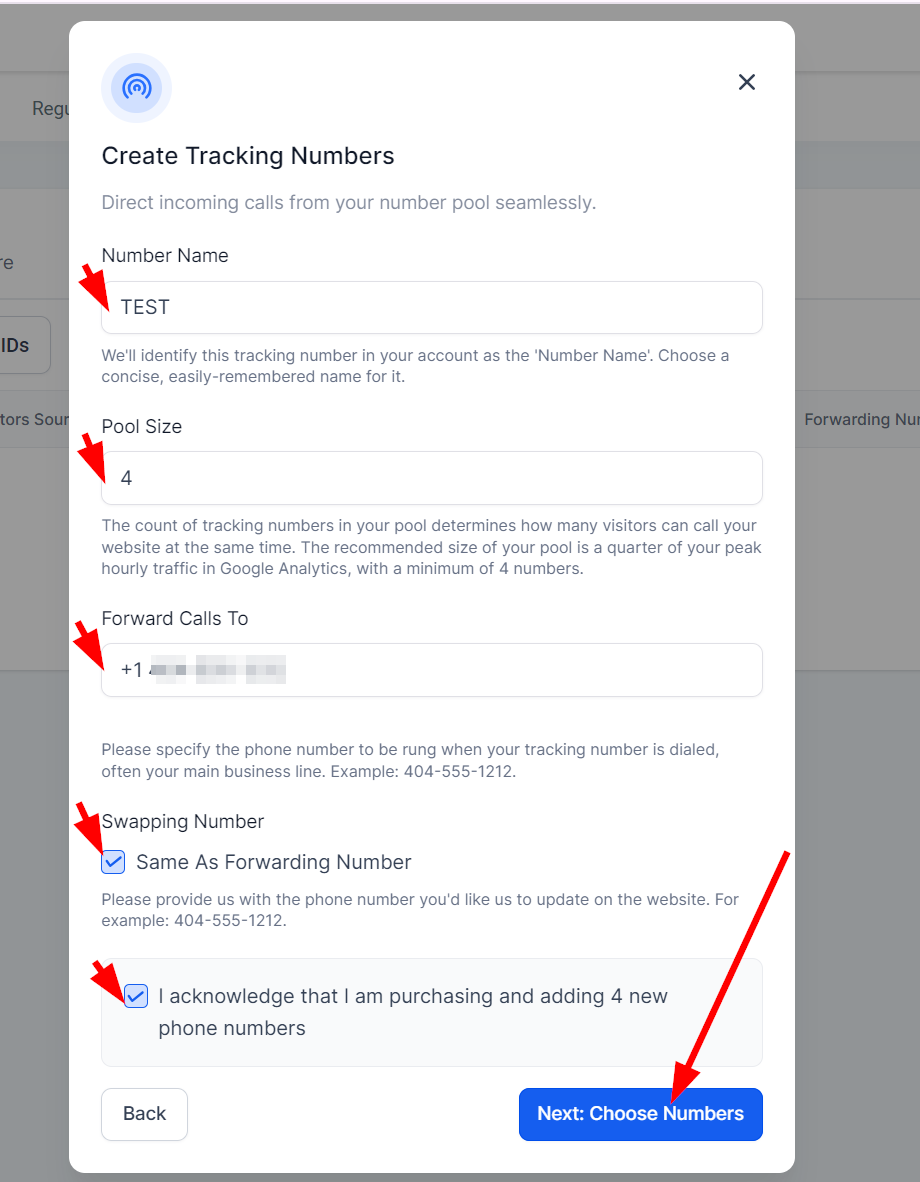 Call Tracking Setup – figure 5