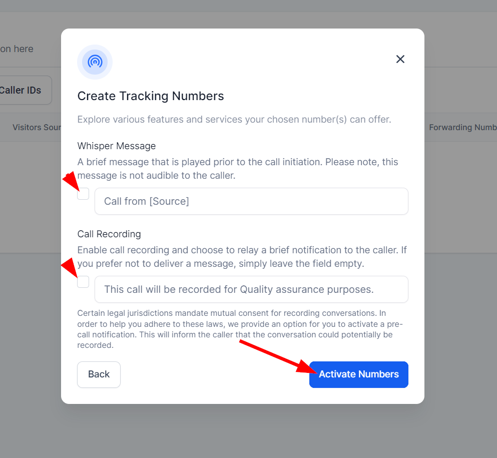 Call Tracking Setup – figure 7