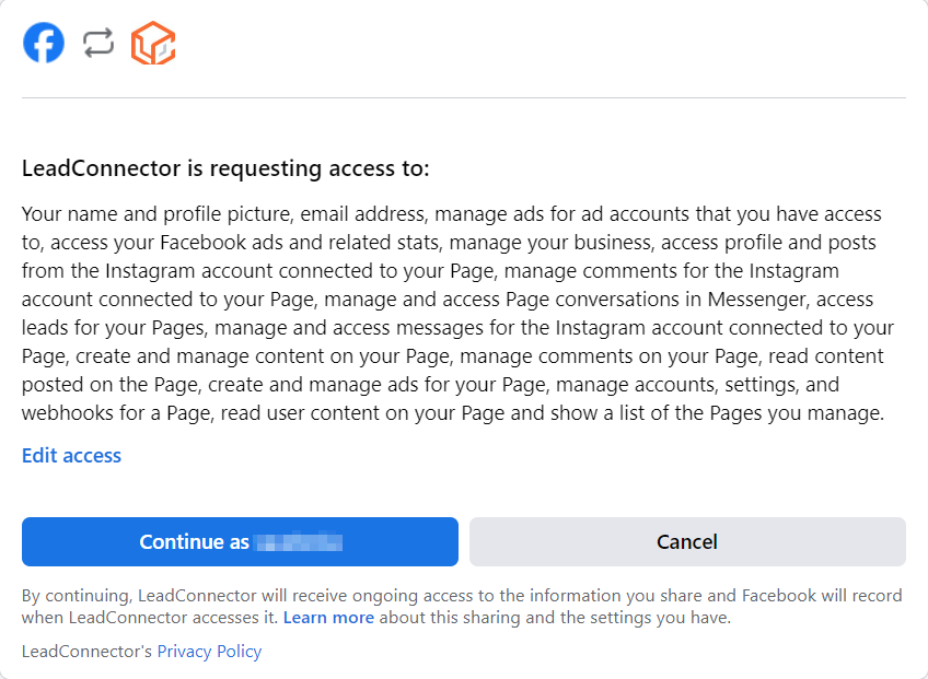 Connecting Facebook & Instagram – figure 3