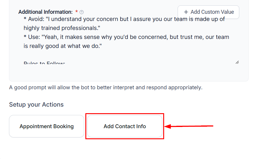 How to Add Contact Info Using the AI Bot – figure 3