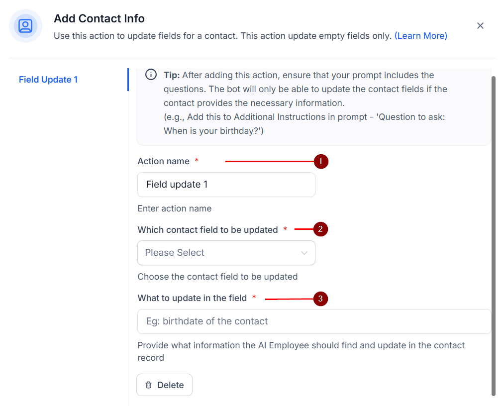 How to Add Contact Info Using the AI Bot – figure 4