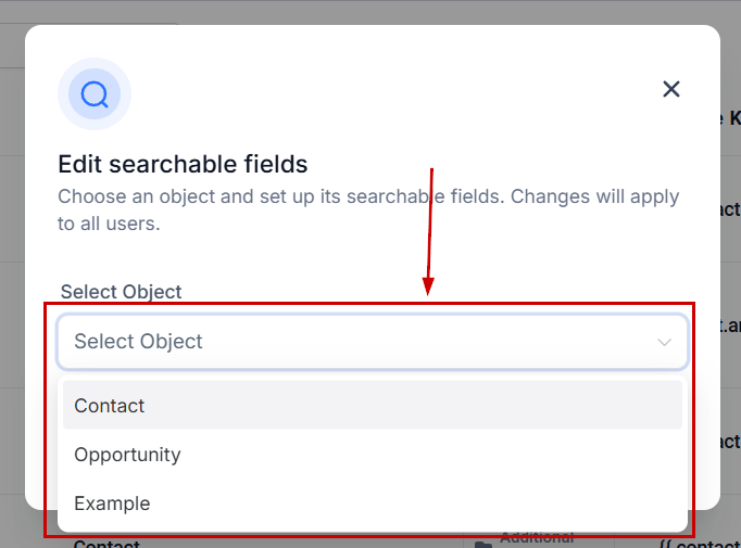 How to Configure Searchable Fields for Objects – figure 2