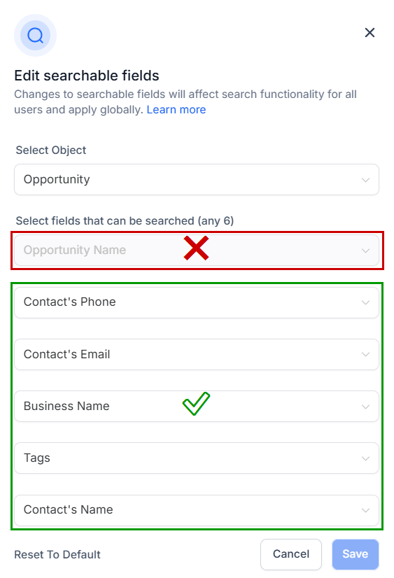 How to Configure Searchable Fields for Objects – figure 3