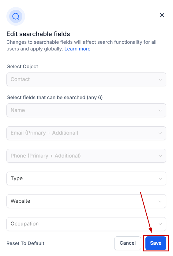How to Configure Searchable Fields for Objects – figure 4