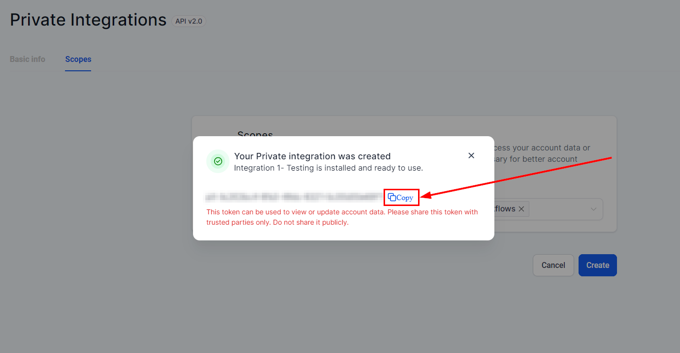 How to Create a Private Integration – figure 4