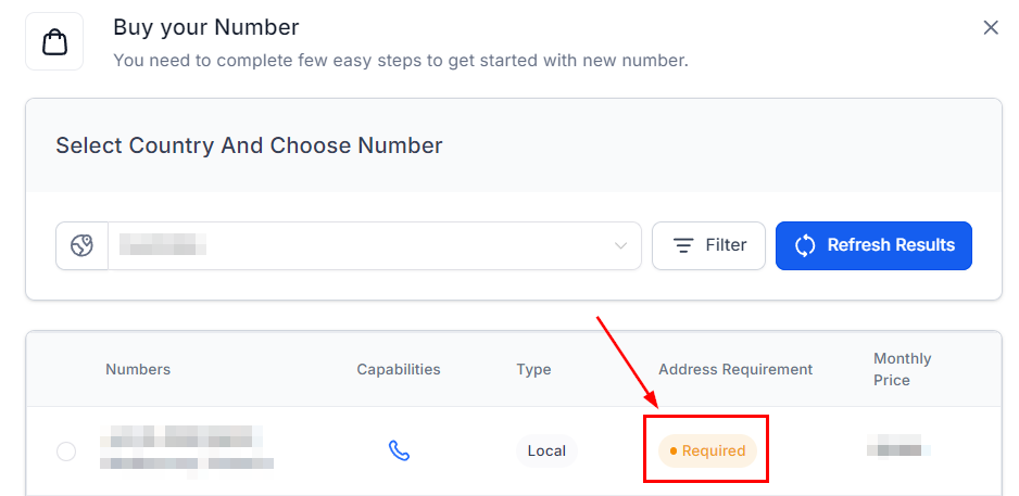 How to Purchase a Phone Number with Required Address and Bundles Verification – figure 1