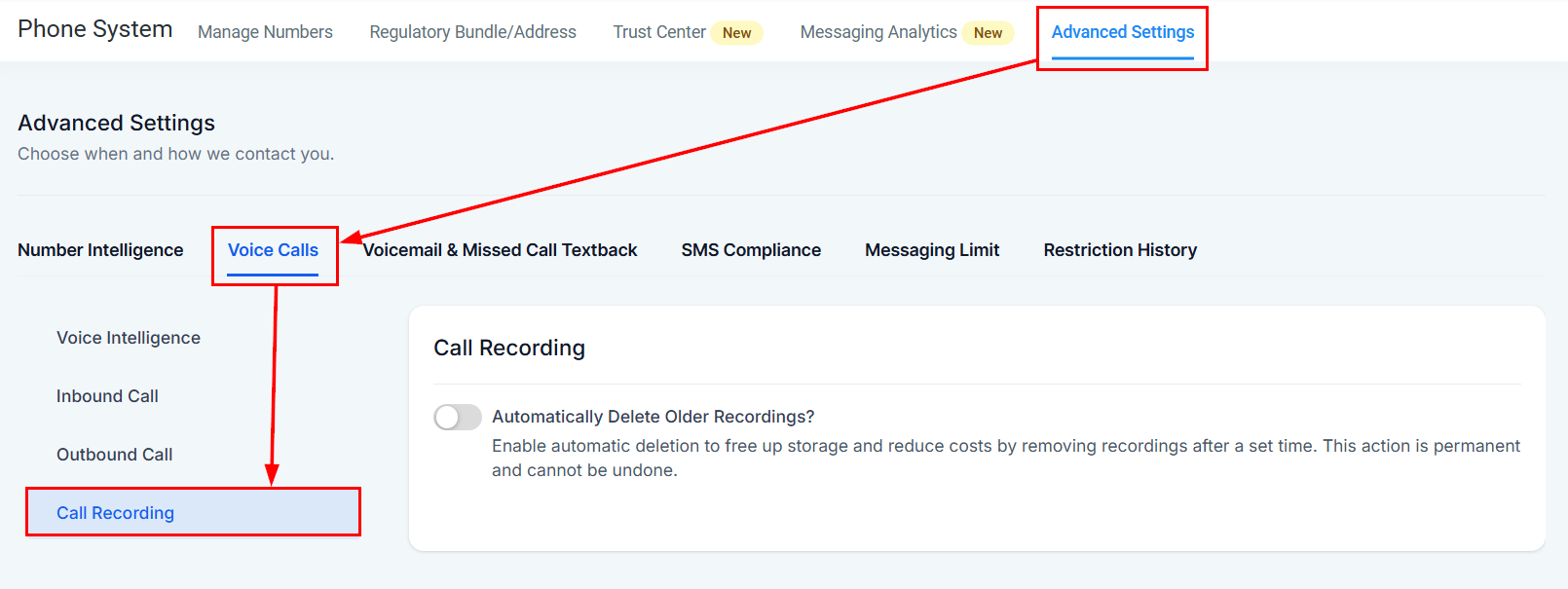 How to Set Up Auto Delete for Call Recordings – figure 1