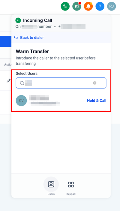 How to Transfer an Incoming Call – figure 2