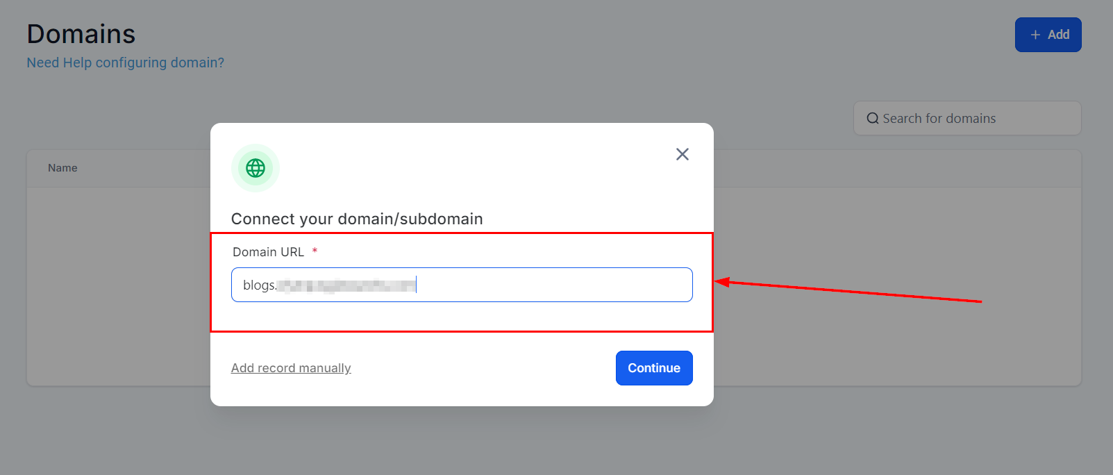 Setting Up Sub-Domains – figure 2