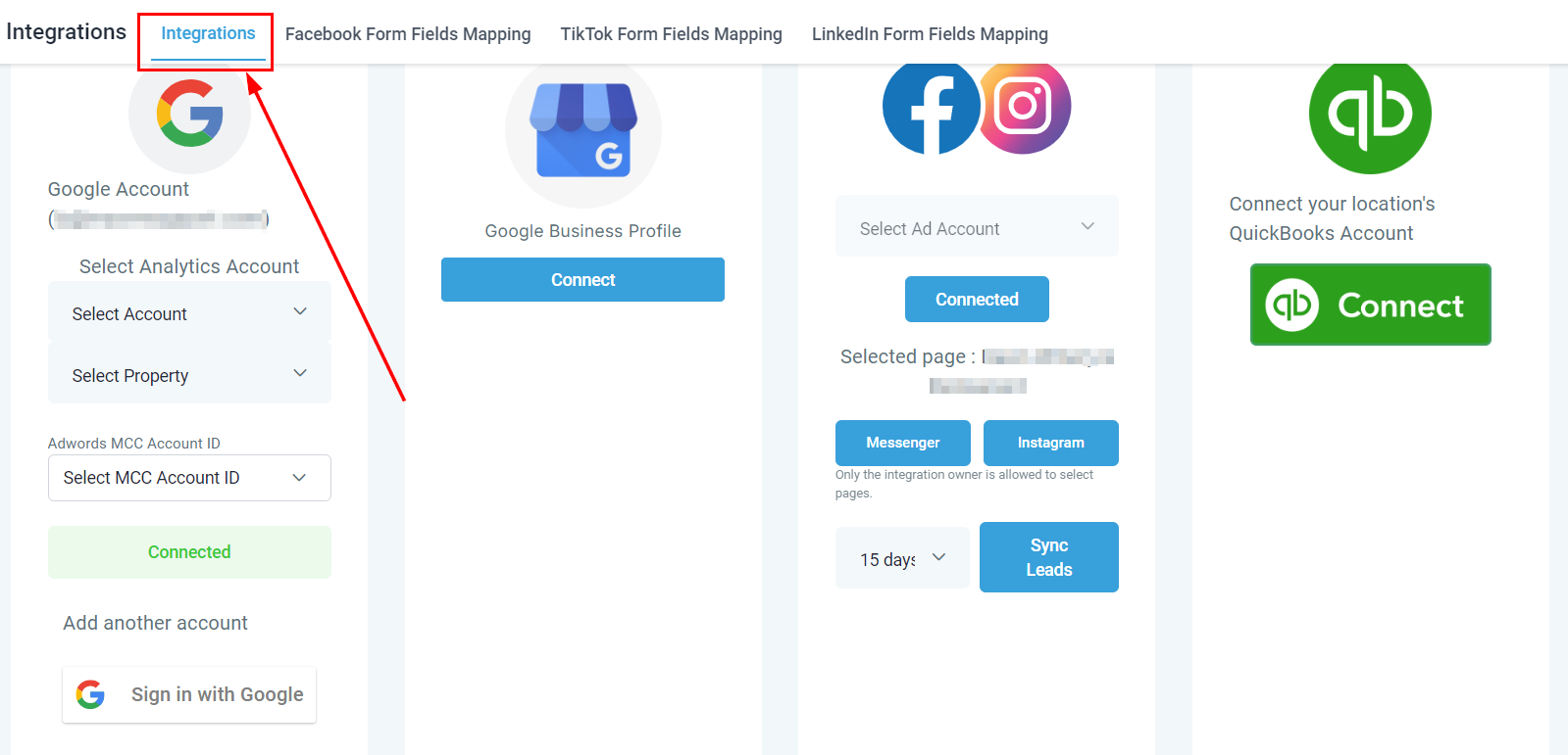 Settings Integrations – figure 1