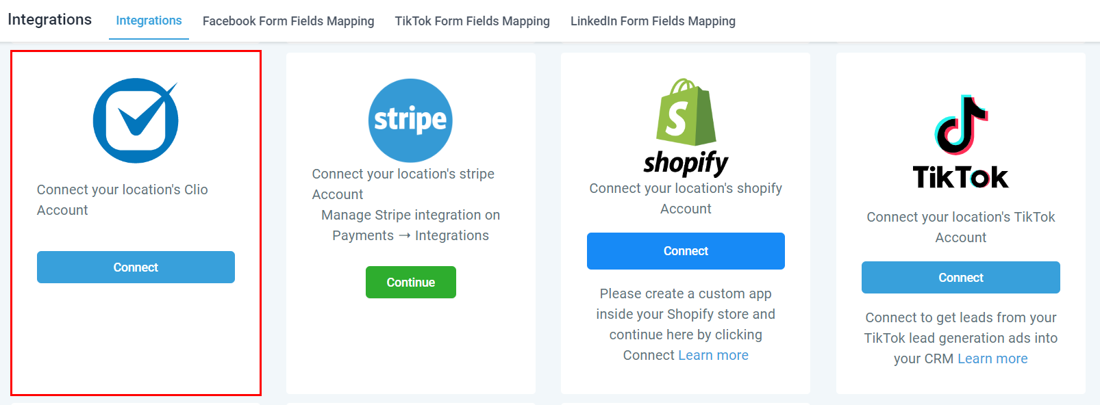 Settings Integrations – figure 6