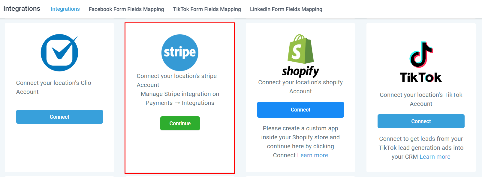 Settings Integrations – figure 7