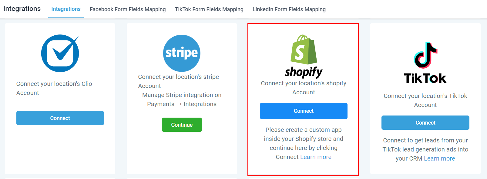Settings Integrations – figure 8