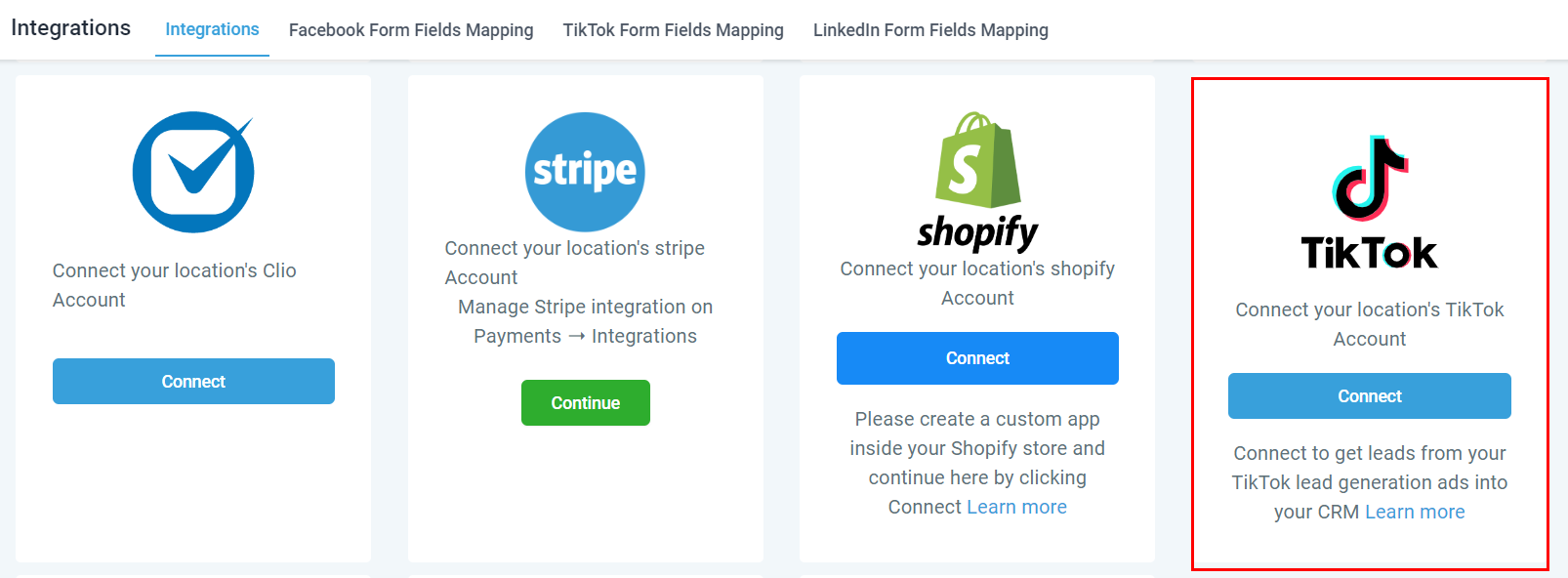 Settings Integrations – figure 9